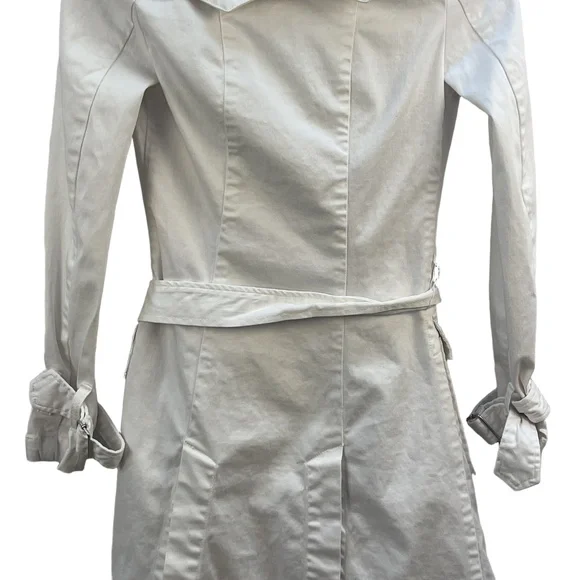 9.8 Jeans White Trench Coat Studded Belted Waist Single-Breasted Small - Picture 8 of 11